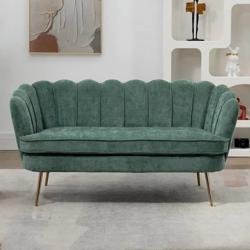 Mid-Century Modern Tufted Loveseat 59in Upholstered Sofa