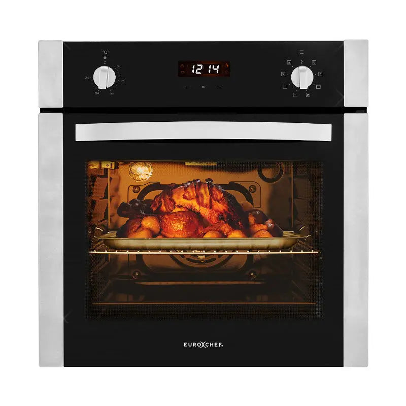 EuroChef Built-In Electric Wall Oven, 60cm, 70L, 8 Cooking Functions - OE708B