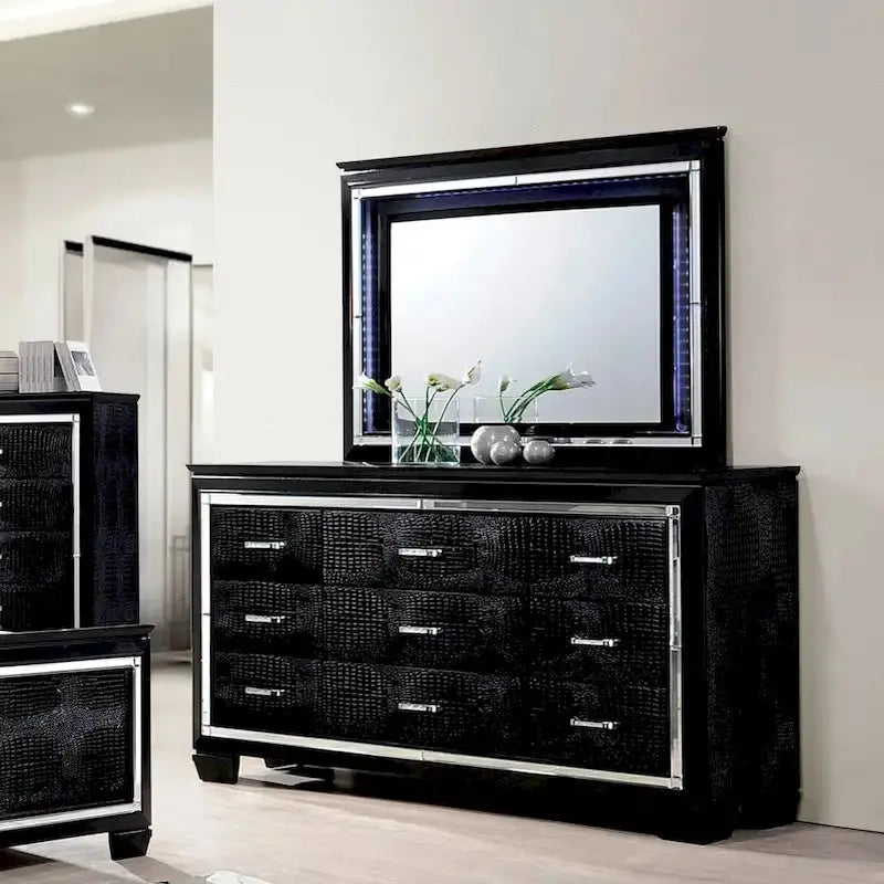 Furniture Of America 9-Drawer Wood Dresser With Mirror - Ruff Crocodile